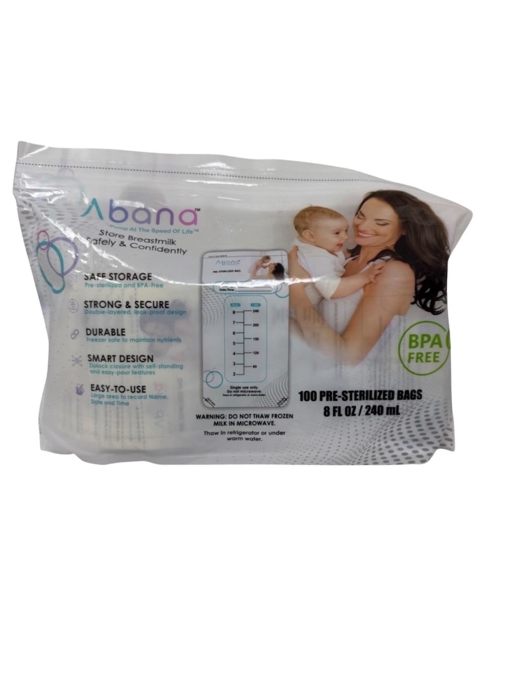 Abana Breast Milk Storage Bags BPA Free - White / Green